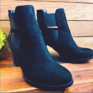 Attention Black Faux Suede Booties Size 7